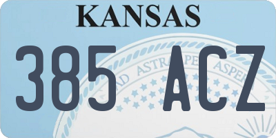 KS license plate 385ACZ