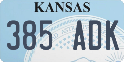 KS license plate 385ADK