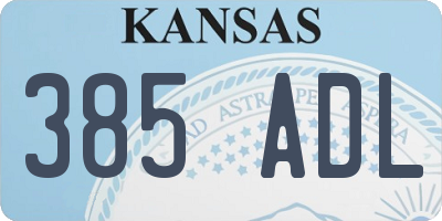 KS license plate 385ADL