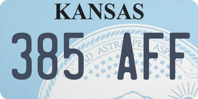 KS license plate 385AFF