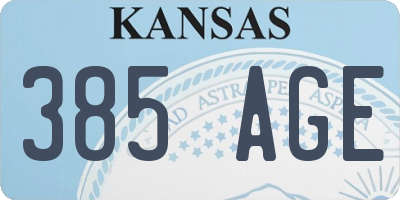 KS license plate 385AGE