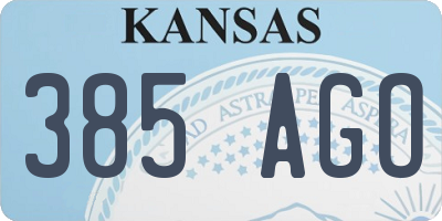 KS license plate 385AGO