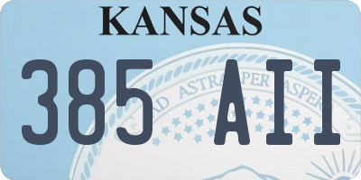 KS license plate 385AII