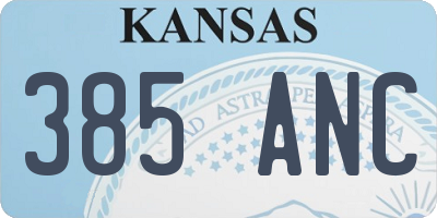 KS license plate 385ANC