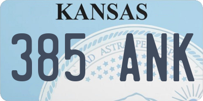 KS license plate 385ANK