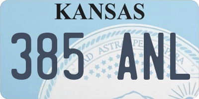 KS license plate 385ANL