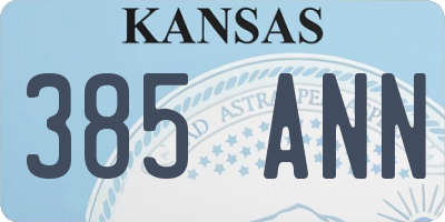 KS license plate 385ANN