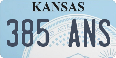 KS license plate 385ANS