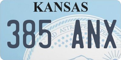 KS license plate 385ANX