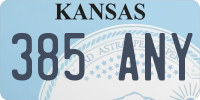 KS license plate 385ANY