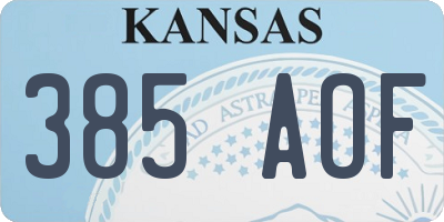 KS license plate 385AOF