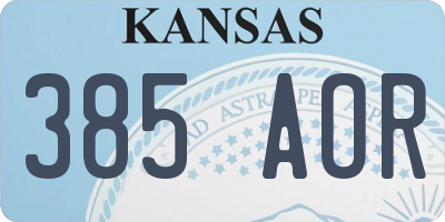 KS license plate 385AOR
