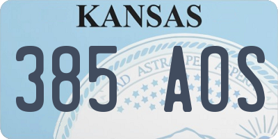 KS license plate 385AOS