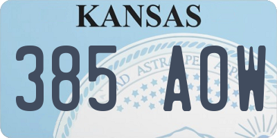 KS license plate 385AOW