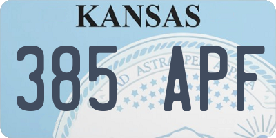 KS license plate 385APF