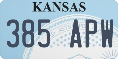 KS license plate 385APW