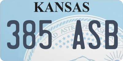 KS license plate 385ASB