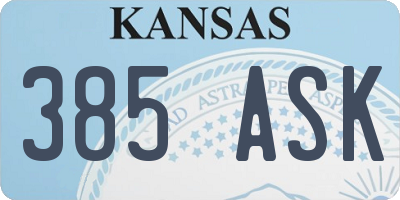 KS license plate 385ASK