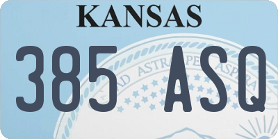 KS license plate 385ASQ
