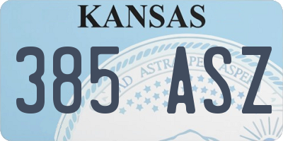 KS license plate 385ASZ