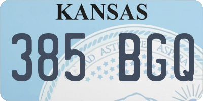 KS license plate 385BGQ