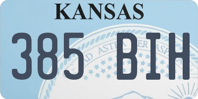 KS license plate 385BIH