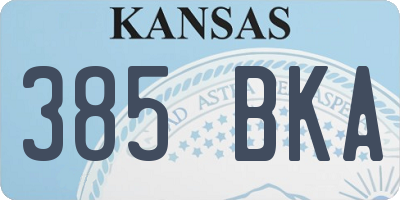 KS license plate 385BKA