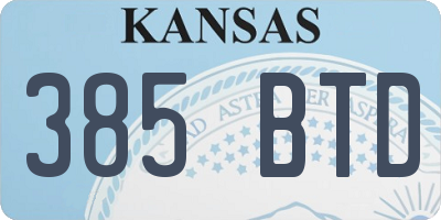 KS license plate 385BTD