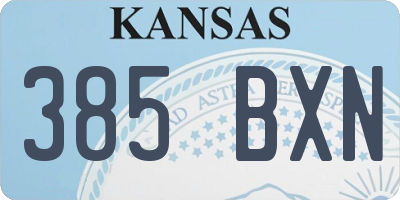KS license plate 385BXN