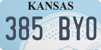 KS license plate 385BYO