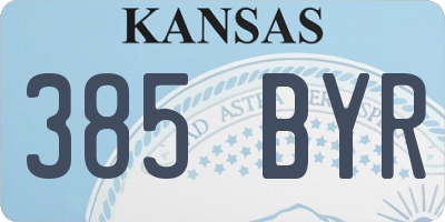 KS license plate 385BYR