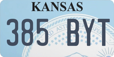 KS license plate 385BYT