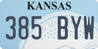 KS license plate 385BYW