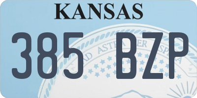 KS license plate 385BZP