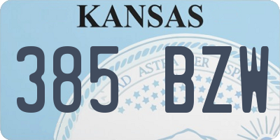 KS license plate 385BZW