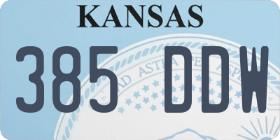 KS license plate 385DDW