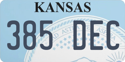 KS license plate 385DEC