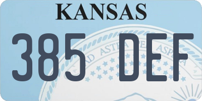 KS license plate 385DEF