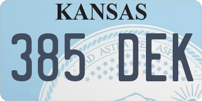 KS license plate 385DEK
