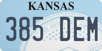 KS license plate 385DEM