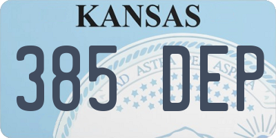KS license plate 385DEP