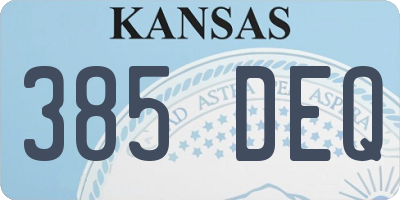 KS license plate 385DEQ
