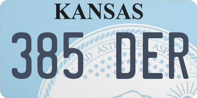 KS license plate 385DER