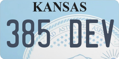 KS license plate 385DEV
