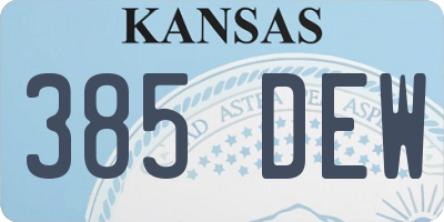 KS license plate 385DEW
