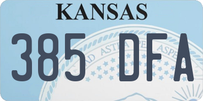 KS license plate 385DFA