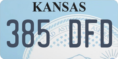 KS license plate 385DFD