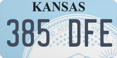 KS license plate 385DFE