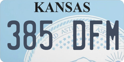 KS license plate 385DFM
