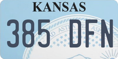 KS license plate 385DFN